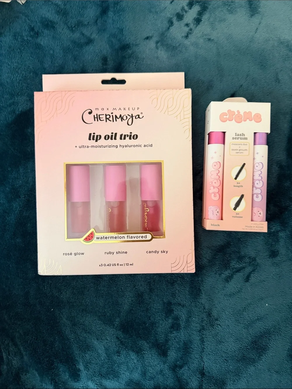 Cherimoja Lip Oil Trio + Mascara Duo with biotin growth serum